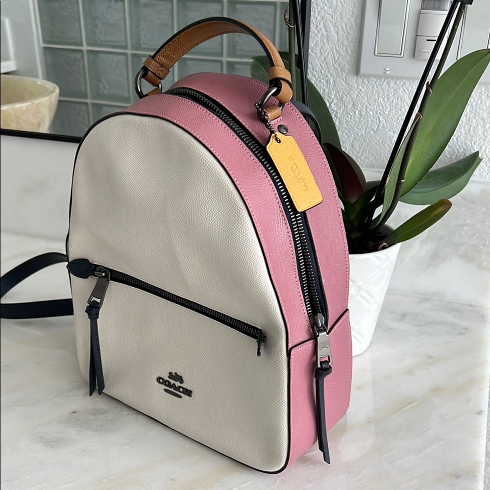 Coach Pink and Cream Backpack - leather